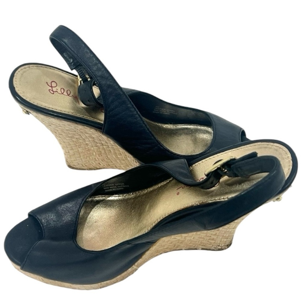 Lilly Pulitzer Kristen slingback wedges blue sandals size 6